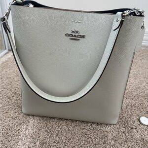 Subtle Mint Textured Leather Shoulder Bag with Silver Hardware